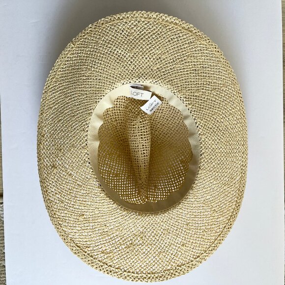 Ann Taylor LOFT Straw Structured Black White Fabric Band Hat  S/M #767502 - Picture 9 of 10